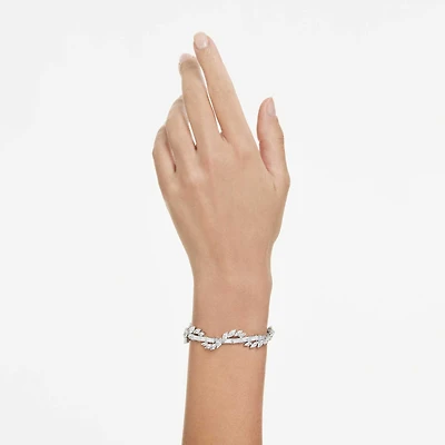 Mesmera bracelet, Mixed cuts, White, Rhodium plated