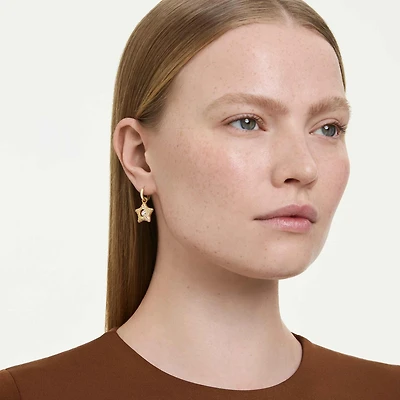 Sublima drop earrings, Round cut, Star, Multicoloured, 18K gold finish