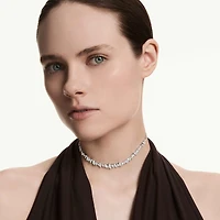 Mesmera choker, Marquise cut, White, Rhodium plated