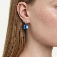 Millenia drop earrings, Cushion cut, Blue, Rhodium plated