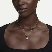 Chroma pendant, Pear cut, Blue, 18K gold finish