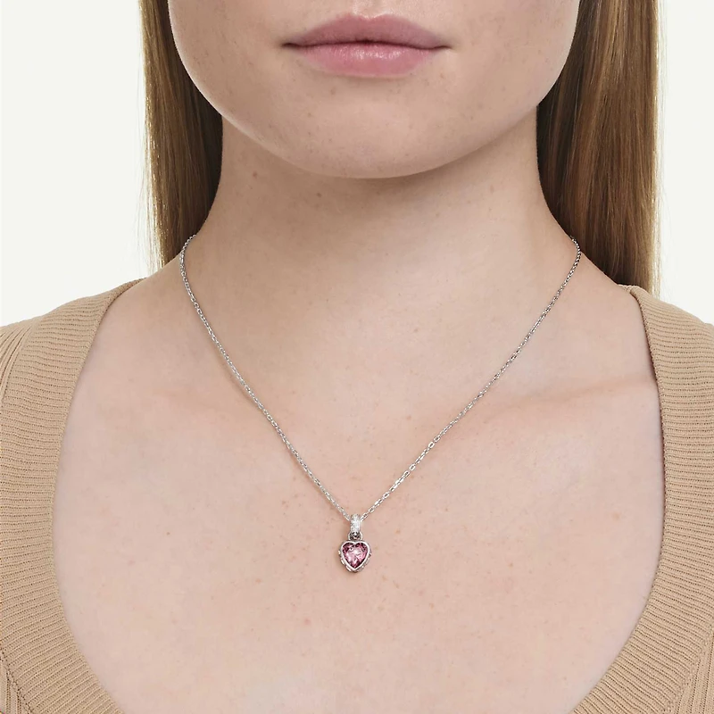 Chroma pendant, Mixed cuts, Pink, Rhodium plated