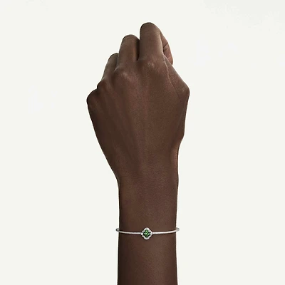 Una Angelic bangle, Mixed cuts, Green, Rhodium plated