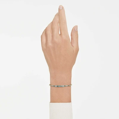 Imber bracelet, Round cut, Blue, 18K gold finish