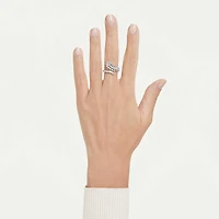 Vienna open ring, Mixed cuts, Feather, White, Rhodium plated