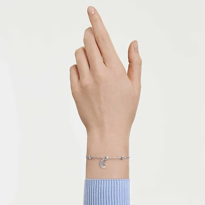 Symbolica bracelet, Round cut, Moon, Blue, Rhodium plated