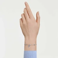 Symbolica bracelet, Round cut, Moon, Blue, Rhodium plated