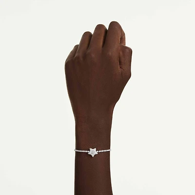 Sublima bracelet, Round cut, Star, White, Rhodium plated