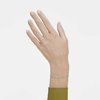 Matrix bracelet, Round cut, Green, Rhodium plated