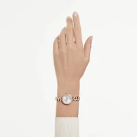 Cocktail round watch, Round cut, Metal bracelet, Gold tone, Gold-tone finish