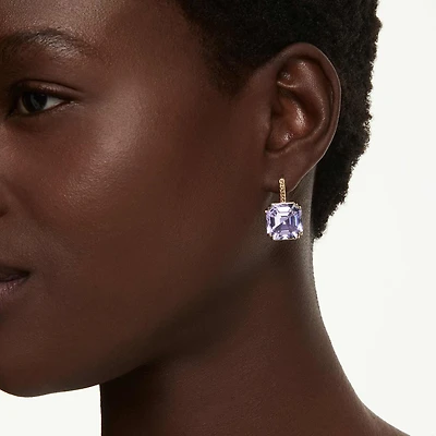 Millenia drop earrings, Square cut, Purple, 18K gold finish