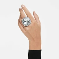 Una Angelic cocktail ring, Cushion cut, White, Ruthenium plated