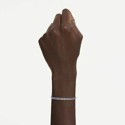 Matrix bracelet, Round cut, Blue, Rhodium plated