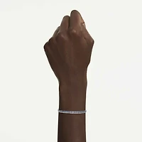 Matrix bracelet, Round cut, Blue, Rhodium plated