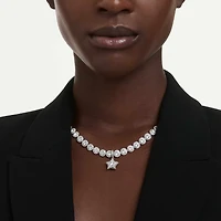 Sublima charm, Round cut, Star, White, Rhodium plated
