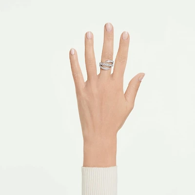 Vienna ring, Mixed cuts, Swan, White, Rhodium plated