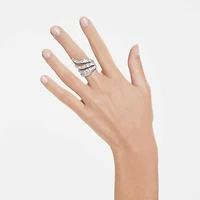 Vienna cocktail ring, Mixed cuts, Swan, White, Rhodium plated