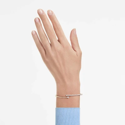 Matrix bangle, Round cut, White, 18K rose gold finish