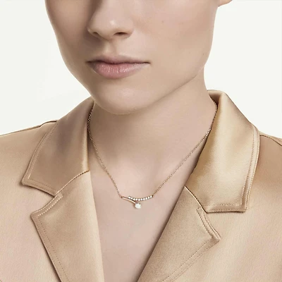 Matrix necklace, Round cut, White, 18K rose gold finish