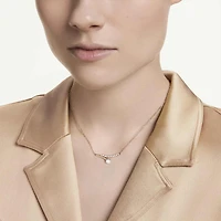 Matrix necklace, Round cut, White, 18K rose gold finish