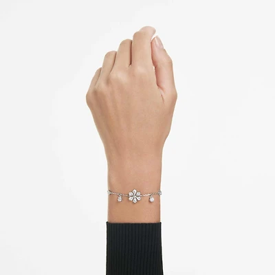Idyllia bracelet, Mixed cuts, Snowflake, White, Rhodium plated