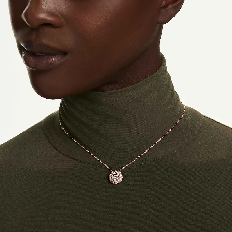Sublima pendant, Round cut, White, 18K rose gold finish