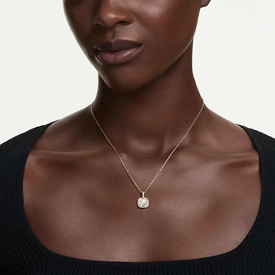 Una Angelic pendant, Cushion cut, White, 18K gold finish