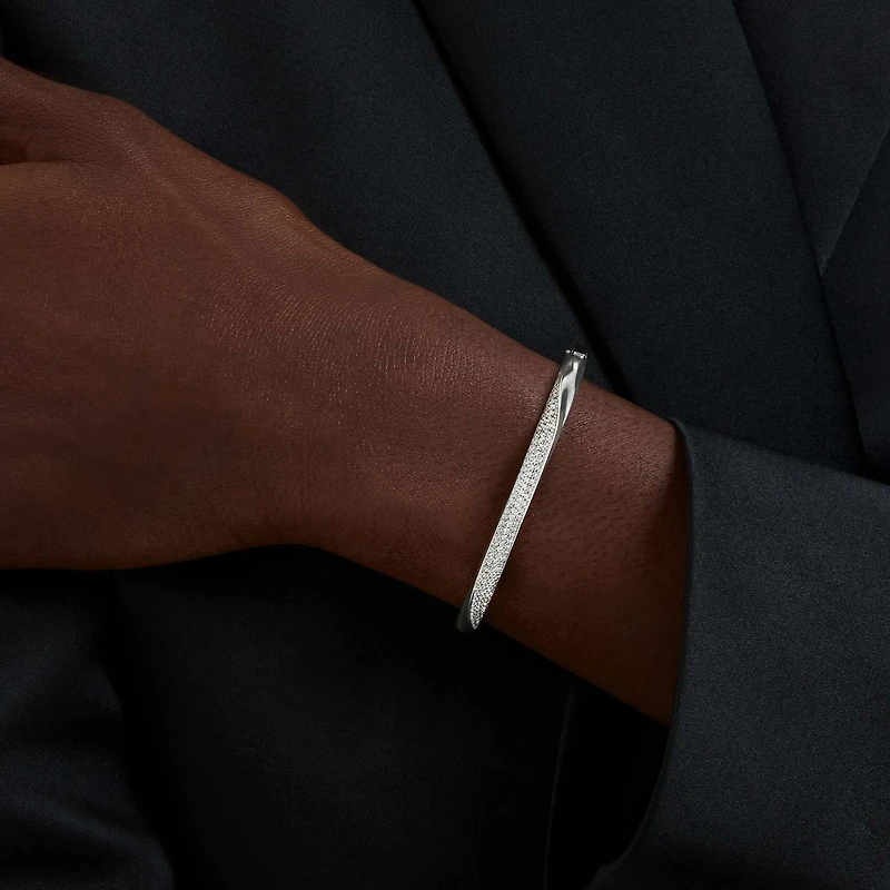 Swarovski Classica bangle, Round cut, White, Sterling silver