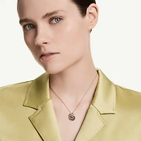 Swan pendant, Mixed cuts, Swan, Grey, 18K rose gold finish