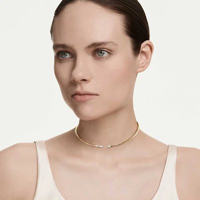 Mesmera choker, Mixed cuts, White, 18K gold finish