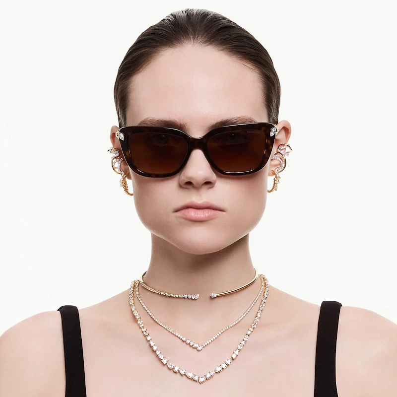 Mesmera choker, Mixed cuts, White, 18K gold finish
