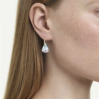 Lunar drop earrings, Oval cut, White, 18K gold finish
