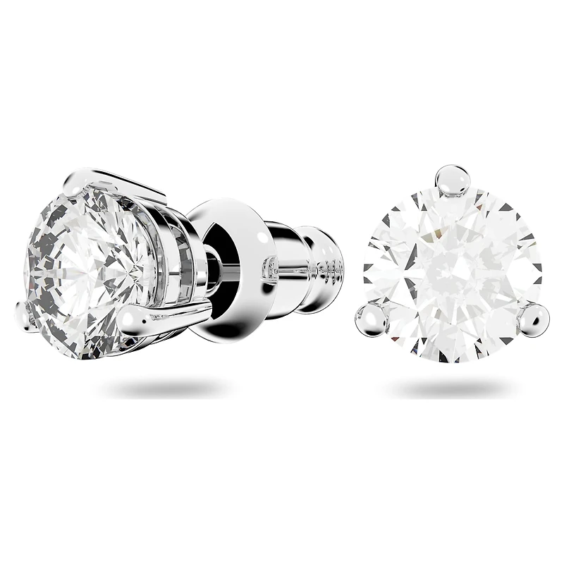 Stilla stud earrings, Round cut, White, Rhodium plated by SWAROVSKI