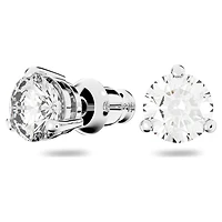 Stilla stud earrings, Round cut, White, Rhodium plated by SWAROVSKI