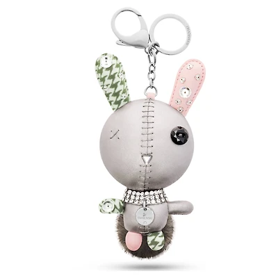 Mathilde bag charm, Rabbit, Grey, Stainless steel