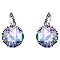 Bella drop earrings, Round cut, Purple, Rhodium plated by SWAROVSKI