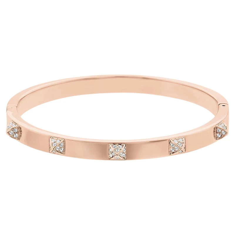 Dextera bangle, Pavé, White, 18K rose gold finish