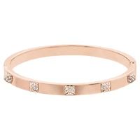 Dextera bangle, Pavé, White, Rose gold-tone plated by SWAROVSKI