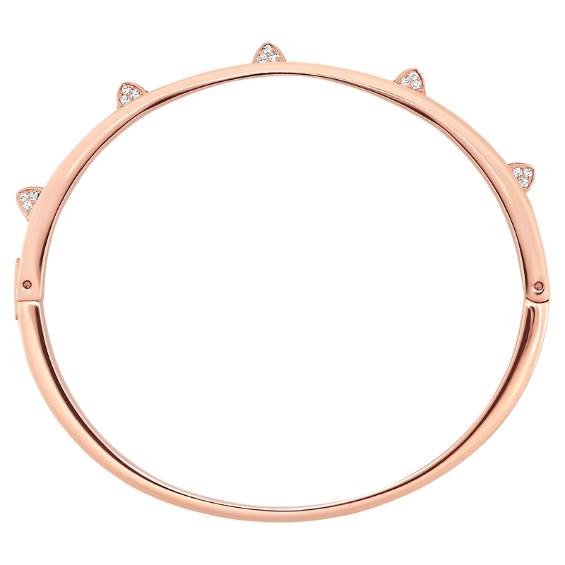 Dextera bangle, Pavé, White, Rose gold-tone plated by SWAROVSKI