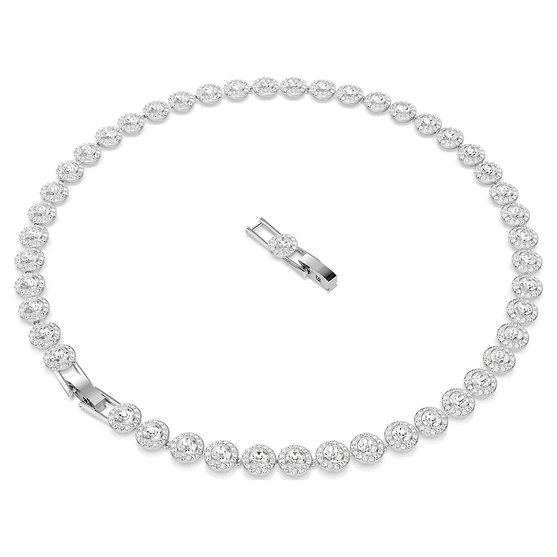 Una Angelic necklace, Round cut, Medium, White, Rhodium plated by SWAROVSKI