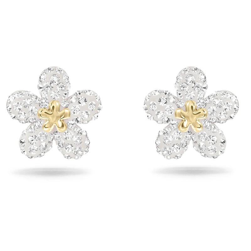 Tough stud earrings, Flower, Yellow, Mixed metal finish by SWAROVSKI