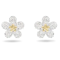 Tough stud earrings, Flower, Yellow, Mixed metal finish by SWAROVSKI