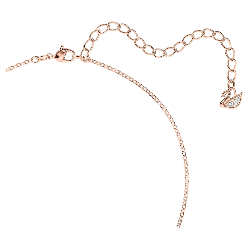 Swan pendant, Swan, Small, Black, 18K rose gold finish