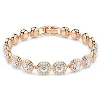 Una Angelic bracelet, Round cut, Pavé, Medium, White, 18K rose gold finish