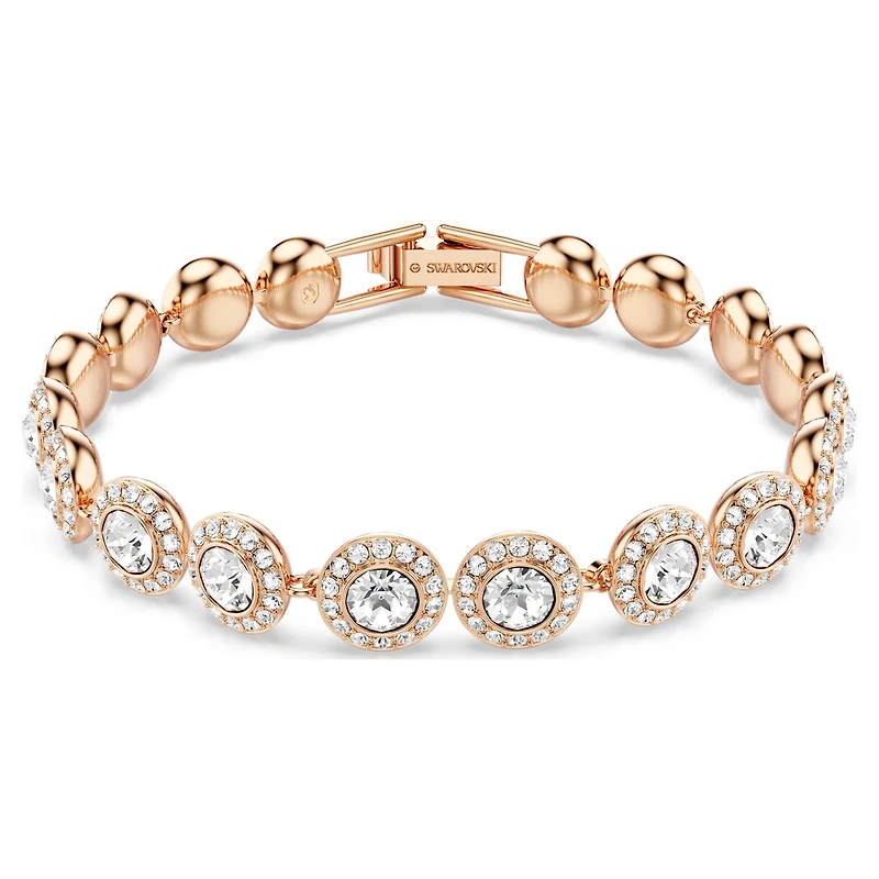 Una Angelic bracelet, Round cut, Pavé, Medium, White, Rose gold-tone plated by SWAROVSKI