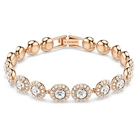 Una Angelic bracelet, Round cut, Pavé, Medium, White, Rose gold-tone plated by SWAROVSKI