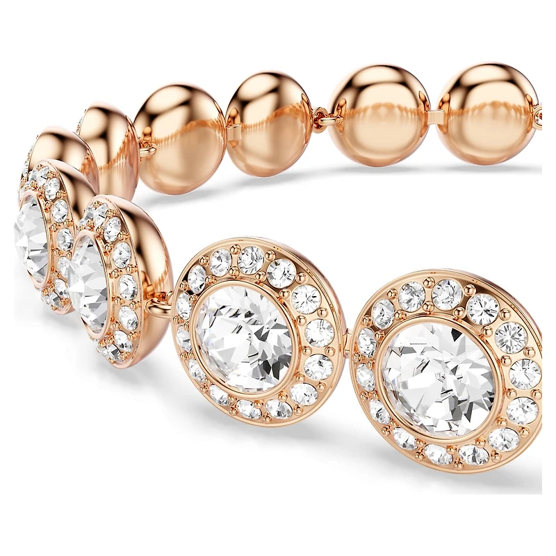 Una Angelic bracelet, Round cut, Pavé, Medium, White, 18K rose gold finish