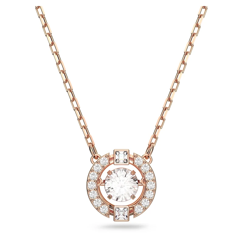 Una necklace, Round cut, White, 18K rose gold finish