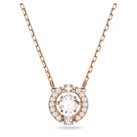 Una necklace, Round cut, White, 18K rose gold finish
