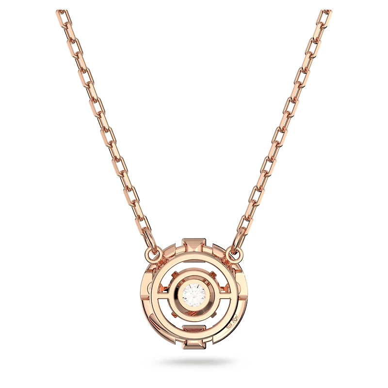 Una necklace, Round cut, White, 18K rose gold finish